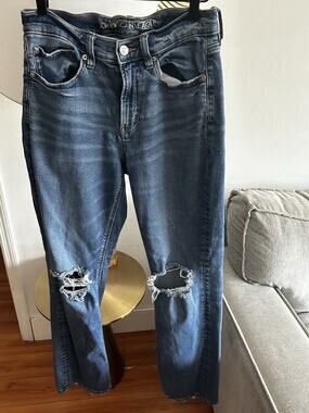 American Eagle 90s Boot Cut Jeans Women's 4 Distressed Stretchy